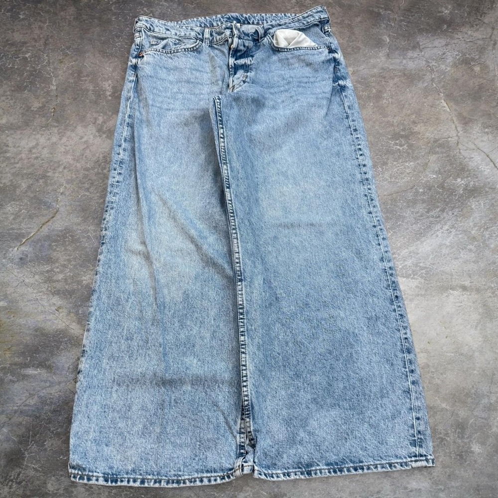 &Denim Baggy Wide Leg Low Waist Light Wash Jeans Women's Size 12 Denim Pants